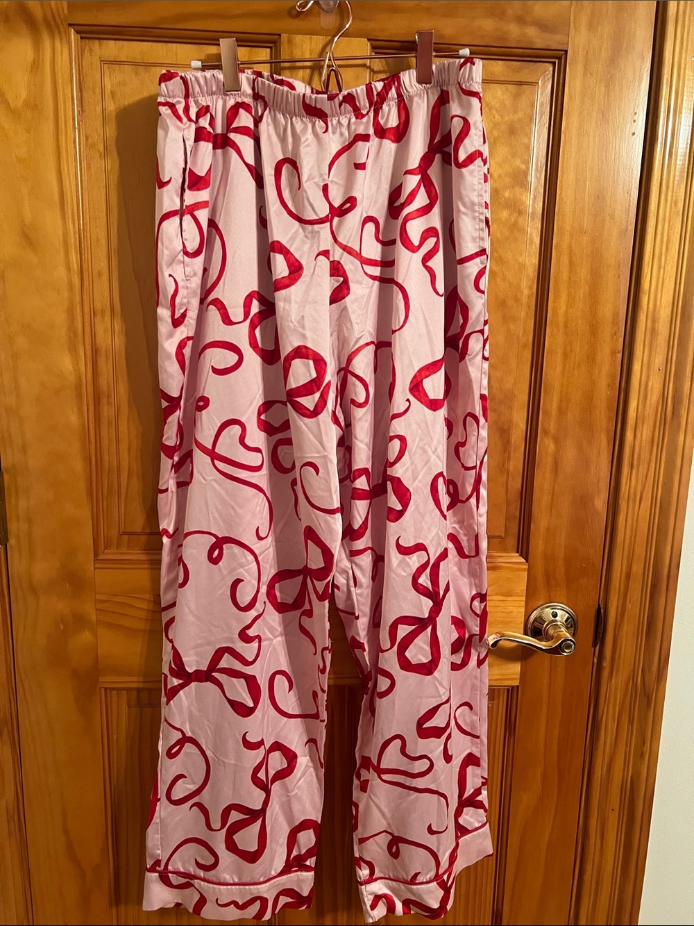 Women's Pink and Red Printed Pajama Pants